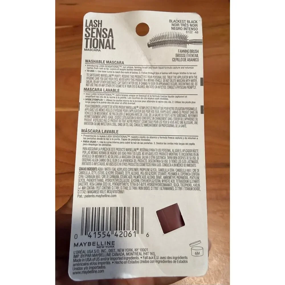 Maybelline Lash Sensational Mascara 253 Blackest Black 0.32 oz New Sealed